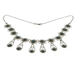 Mediterranean Lace - Vintage 900 Silver Turquoise (Simulated) Hand-Made Filigree Necklace (VN258)