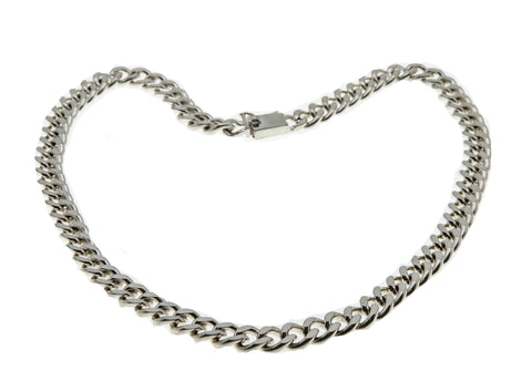 Silvery Adornment - Estate Sterling Silver Heavy Curb Chain Necklace (EN026)