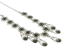 Mediterranean Lace - Vintage 900 Silver Turquoise (Simulated) Hand-Made Filigree Necklace (VN258)
