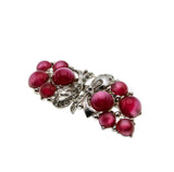 Duette - Art Deco Signed 'Coro Duette' Rhodium Cerise Pink Moonglow Lucite & Crystal Rhinestone  Brooch/Dress Clips (ADBR011)