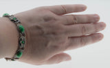 Exotic Treasure - Art Deco 900 Silver Simulated Jade Cabochon Floral Bracelet (ADB020)
