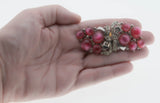 Duette - Art Deco Signed 'Coro Duette' Rhodium Cerise Pink Moonglow Lucite & Crystal Rhinestone  Brooch/Dress Clips (ADBR011)