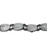 Exotic Treasure - Art Deco 900 Silver Simulated Jade Cabochon Floral Bracelet (ADB020)