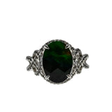 Colour Your World - Vintage Sterling Silver Simulated  Ammolite (Quartz) Doublet, Natural White Topaz  Ring (VR1102)