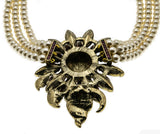 Full Bloom - Vintage Signed 'Heidi Daus' Bronze Toned Metal Austrian Swarovski Crystal & Faux Pearl Necklace & Earring Set (VN177)