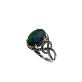 Colour Your World - Vintage Sterling Silver Simulated  Ammolite (Quartz) Doublet, Natural White Topaz  Ring (VR1102)