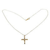 Iesus Nazarenus Rex Iudaeorum - Vintage 10K Gold Crucifix Cross Pendant & 14K Gold Fill Chain (VP297)