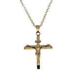Iesus Nazarenus Rex Iudaeorum - Vintage 10K Gold Crucifix Cross Pendant & 14K Gold Fill Chain (VP297)