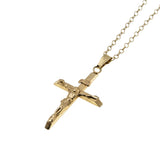 Iesus Nazarenus Rex Iudaeorum - Vintage 10K Gold Crucifix Cross Pendant & 14K Gold Fill Chain (VP297)