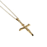 Iesus Nazarenus Rex Iudaeorum - Vintage 10K Gold Crucifix Cross Pendant & 14K Gold Fill Chain (VP297)
