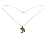 Nefertiti - Vintage Gold Plated Egyptian Queen Pendant & 14K Gold Fill Chain (VP298)