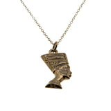 Nefertiti - Vintage Gold Plated Egyptian Queen Pendant & 14K Gold Fill Chain (VP298)