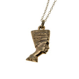 Nefertiti - Vintage Gold Plated Egyptian Queen Pendant & 14K Gold Fill Chain (VP298)