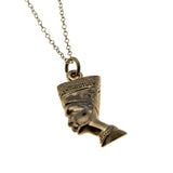 Nefertiti - Vintage Gold Plated Egyptian Queen Pendant & 14K Gold Fill Chain (VP298)