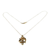Grape-Vine - Vintage Gold Plated Synthetic Opal & Crystal Rhinestone Pendant & 14K Gold Fill Chain (VP299)