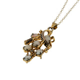 Grape-Vine - Vintage Gold Plated Synthetic Opal & Crystal Rhinestone Pendant & 14K Gold Fill Chain (VP299)