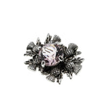 Emblem Of Scotland - Vintage Signed 'Scotland' Silver Plate Crystal Rhinestone Thistle Brooch (VBR338)