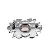 Emblem Of Scotland - Vintage Signed 'Scotland' Silver Plate Crystal Rhinestone Thistle Brooch (VBR338)