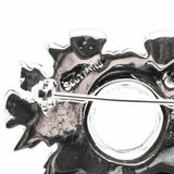 Emblem Of Scotland - Vintage Signed 'Scotland' Silver Plate Crystal Rhinestone Thistle Brooch (VBR338)