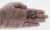 Emblem Of Scotland - Vintage Signed 'Scotland' Silver Plate Crystal Rhinestone Thistle Brooch (VBR338)