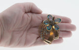 Retro Blossom- Vintage 12K Gold Filled Paste Flower Brooch (VBR235)