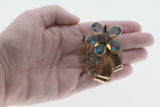 Retro Blossom- Vintage 12K Gold Filled Paste Flower Brooch (VBR235)