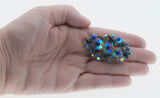 London Blue - Vintage Gold Plated Austrian Swarovski Aurora Borealis Crystal Rhinestone Brooch (VBR236)