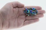 London Blue - Vintage Gold Plated Austrian Swarovski Aurora Borealis Crystal Rhinestone Brooch (VBR236)