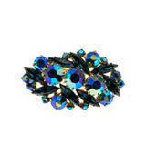 London Blue - Vintage Gold Plated Austrian Swarovski Aurora Borealis Crystal Rhinestone Brooch (VBR236)