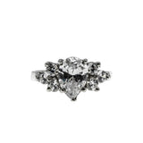 Water Drops - Vintage Sterling Silver Pear Shaped Cubic Zirconia Ring (VR1107)