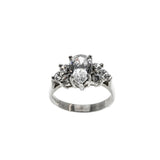 Water Drops - Vintage Sterling Silver Pear Shaped Cubic Zirconia Ring (VR1107)