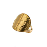 Napoleonic 1863 Treasure - Victorian French Emperor Napoleon III 21K & 18K Gold 10 Francs Coin Ring (VICR162)