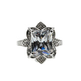 Fit For A Princess - Vintage Sterling Silver Princess Cut Cubic Zirconia Ring (VR1108)