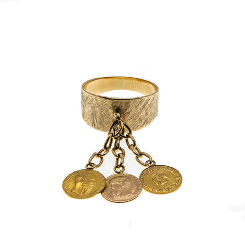 Charming - Vintage 21K & 14K Gold Imperio Mexicano Emperador Maximiliano Coin Charm Ring (VR869)