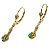 Asprey-Victorian Rare French 18K Gold Natural Emerald Eagle Claw Lever Back Earrings (VICE045)