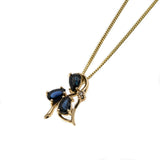 Jeweled Flower - Vintage 10K Gold Sapphire & Diamond Flower Pendant & Chain (VP196)