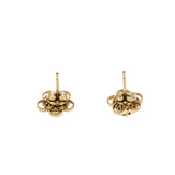 Crimson Flowers - Vintage 14K Gold Natural Ruby Flower Stud Earrings (VE517)
