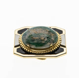 Buckle Up - Vintage Retro Gold Plated Natural Aventurine Quartz Cabochon &  Black enamel Belt Buckle (VA019)