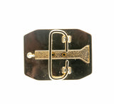 Buckle Up - Vintage Retro Gold Plated Natural Aventurine Quartz Cabochon &  Black enamel Belt Buckle (VA019)