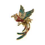 Bird Of Paradise - Vintage Gold Plated Crystal Rhinestone Enamel Bird Brooch (VBR352)