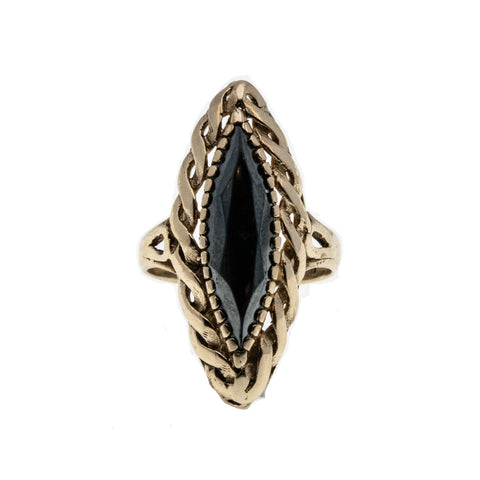 Alaskan Nights - Vintage 10K Gold Marquise Black Alaskan Diamond Ring (VR872)