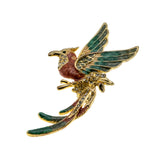 Bird Of Paradise - Vintage Gold Plated Crystal Rhinestone Enamel Bird Brooch (VBR352)