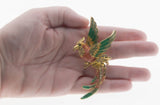 Bird Of Paradise - Vintage Gold Plated Crystal Rhinestone Enamel Bird Brooch (VBR352)