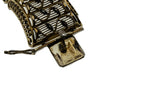 Sea Of Filigree - Vintage Signed 'Birks' Sterling Silver Gold Wash Marcasite Filigree Bracelet (VB095)
