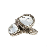 Water Drops - Estate Sterling Silver White Topaz Bypass Ring (ER316)