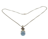 Ethereal Drop - Vintage Signed "Sajen' Sterling Silver Opalite Briolette & Natural Amethyst Pendant & Chain (VP301)