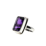 Purple Reign - Estate Sterling Silver Emerald Cut Amethyst Ring (ER315)