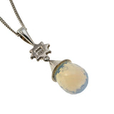 Ethereal Drop - Vintage Signed "Sajen' Sterling Silver Opalite Briolette & Natural Amethyst Pendant & Chain (VP301)