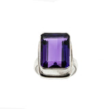 Purple Reign - Estate Sterling Silver Emerald Cut Amethyst Ring (ER315)