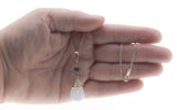Ethereal Drop - Vintage Signed "Sajen' Sterling Silver Opalite Briolette & Natural Amethyst Pendant & Chain (VP301)